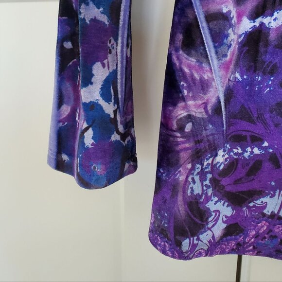 ONE WORLD Velvet Blouse Boho Style. Size M - Picture 5 of 10